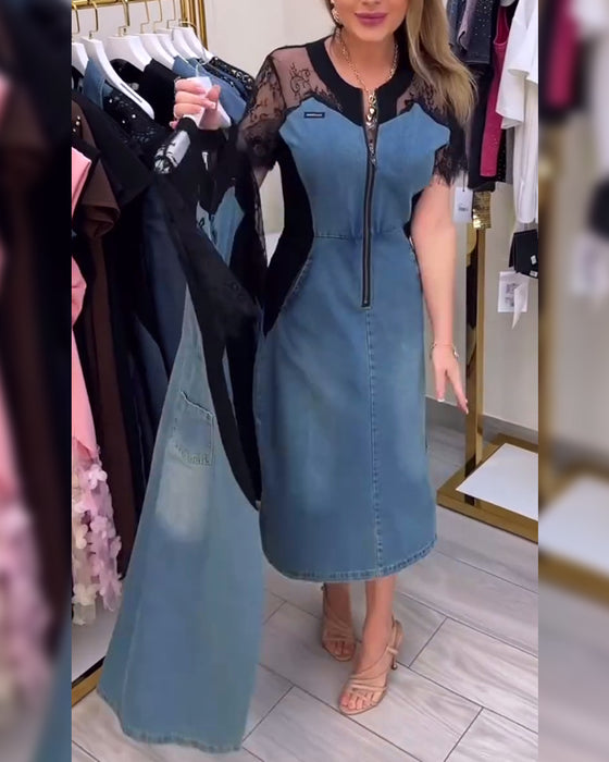 Kjole Med Blonderærmer Og Fashiondesign