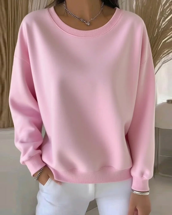 Sweatshirt Casual Ensfarvet