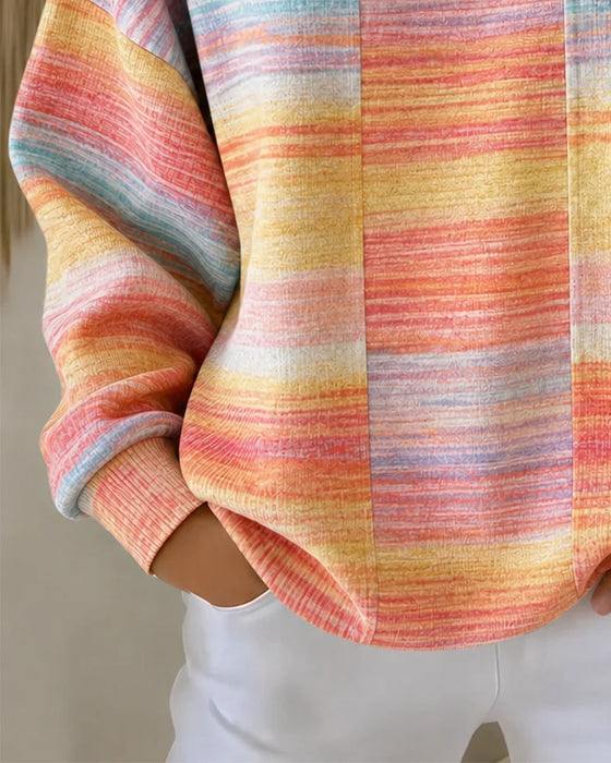 Sweatshirt Rundhalset Knap Ombre