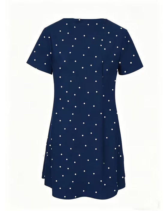 Bluse Polka Dot A-Linje Kort Ærme