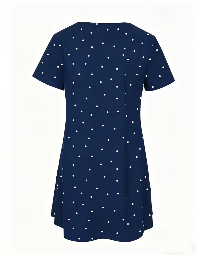 Bluse Polka Dot A-Linje Kort Ærme