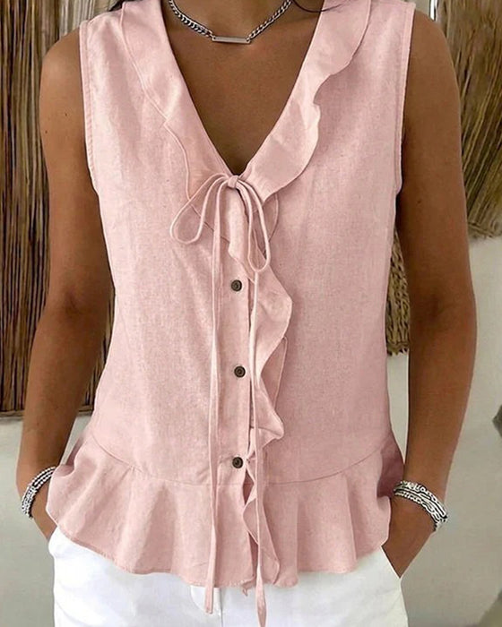 Tank Top Ruffle Slips Ærmeløs