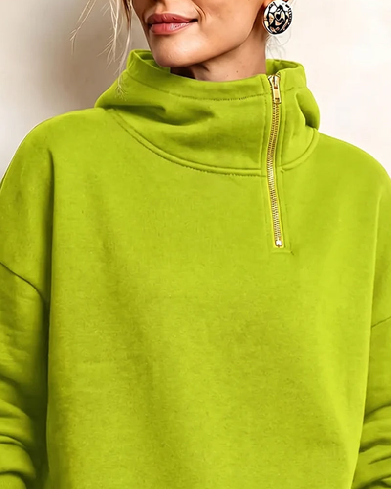 Sweatshirt Turtleneck Lynlås Uregelmæssig