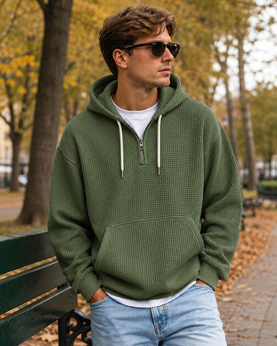 Hoodie Herre Ensfarvet Lynlås Pullover