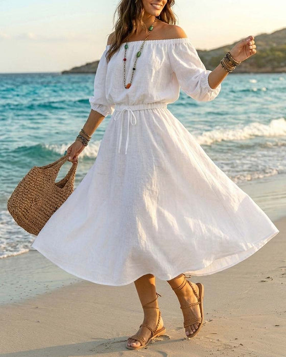 Kjole Off-Shoulder Snøring Talje