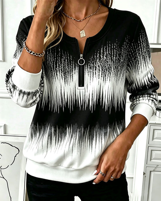 Sweatshirt Lynlås Rundhalset Ombre