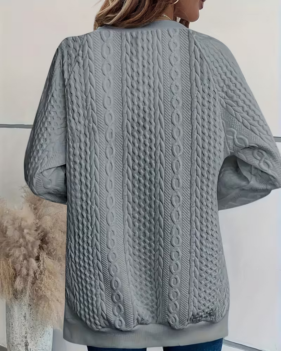 Sweatshirt Rund Hals Afslappet Slids Lomme