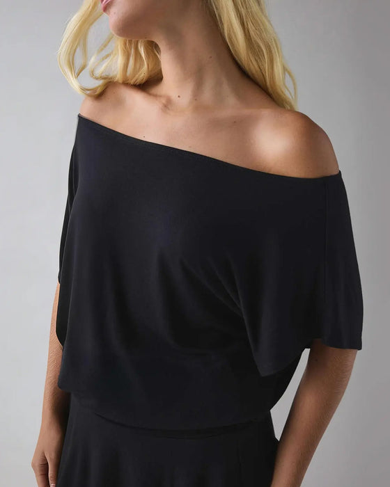 Kjole Off-Shoulder Løs Flagermus