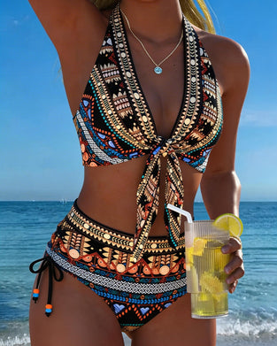 Bikini Bohemian Geometrisk Halter