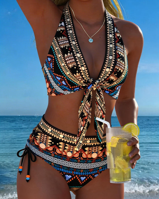 Bikini Bohemian Geometrisk Halter