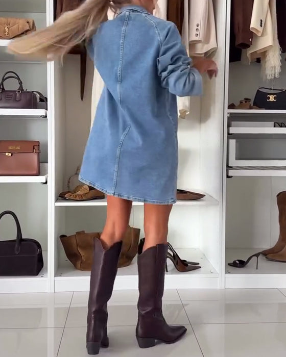 Kjole Løs Trekvarts raglanærme