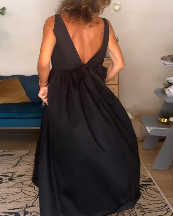 Ryggløs Kjole Med Sløjfe