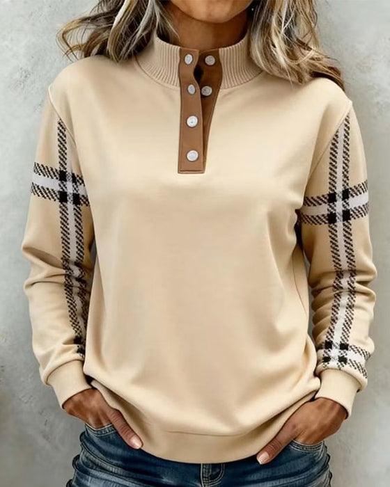 Sweatshirt Turtleneck Knap Stribet Lang Ærme