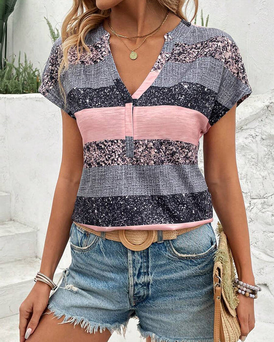 T-shirt V-hals Kortærmet