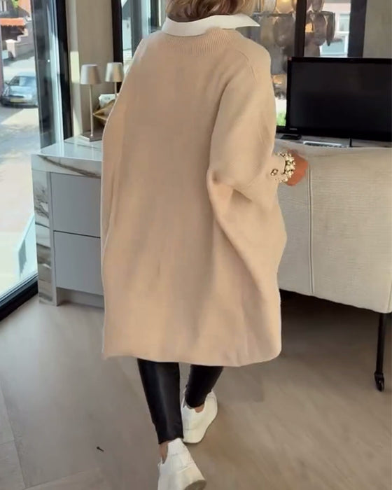 Genser Med V-Hals, Knappet Og Asymmetrisk Egenskaper