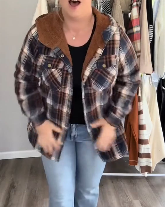 Gitteret Hættet Uldfrakke