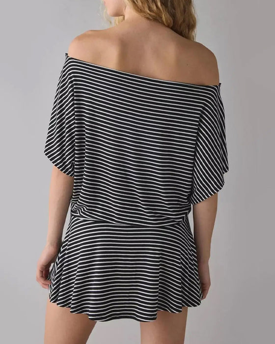 Kjole Off-Shoulder Løs Flagermus