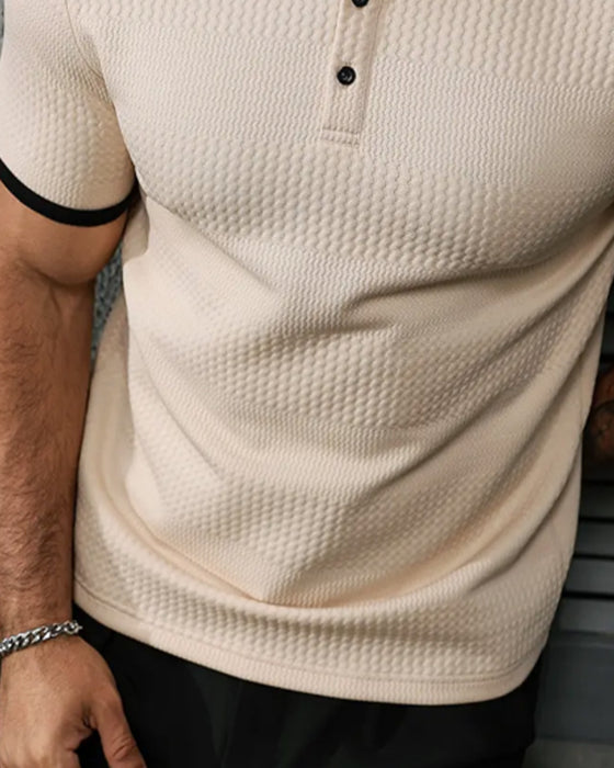 Herre T-Shirt, Afslappet, Med Krave, Korte Ærmer