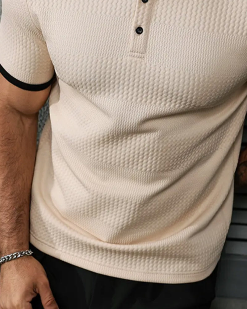 Herre T-Shirt, Afslappet, Med Krave, Korte Ærmer