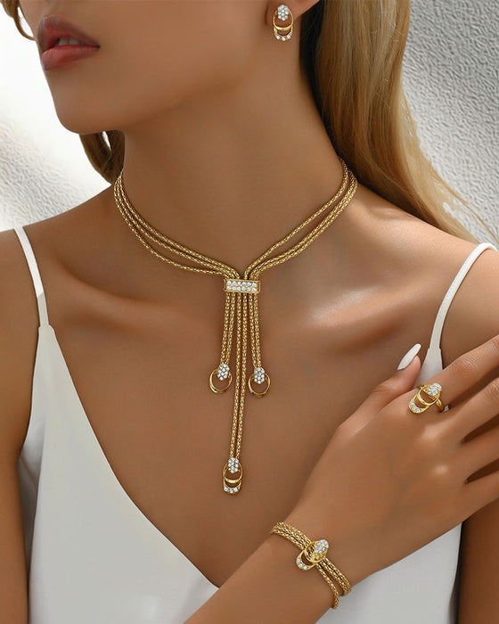 Enkelt smykkesæt | Halskæde, øreringe og håndsmykker