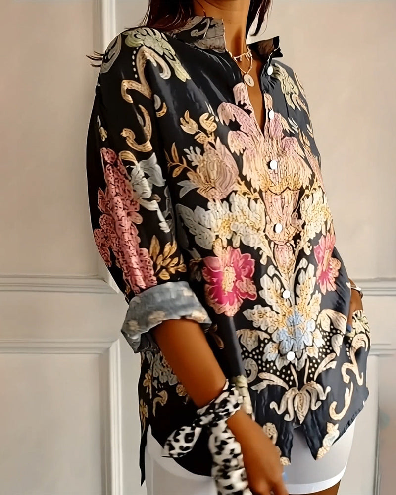 Skjorte Krave Trykt Knaphul