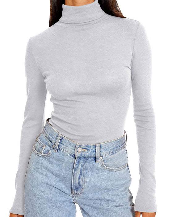 Top Ensfarvet Halv Turtleneck Base