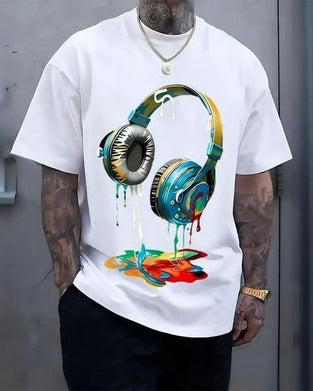 Herre T-Shirt Graffiti Hovedtelefontryk