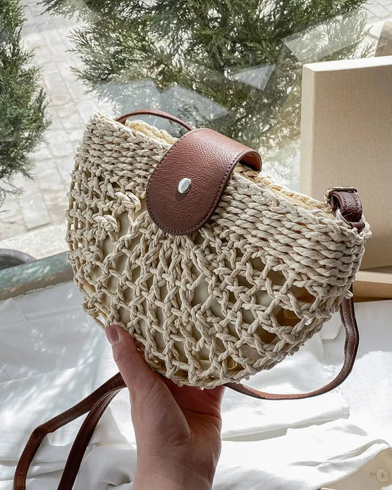 Taske Boho Halvcirkelformet Hul Strå