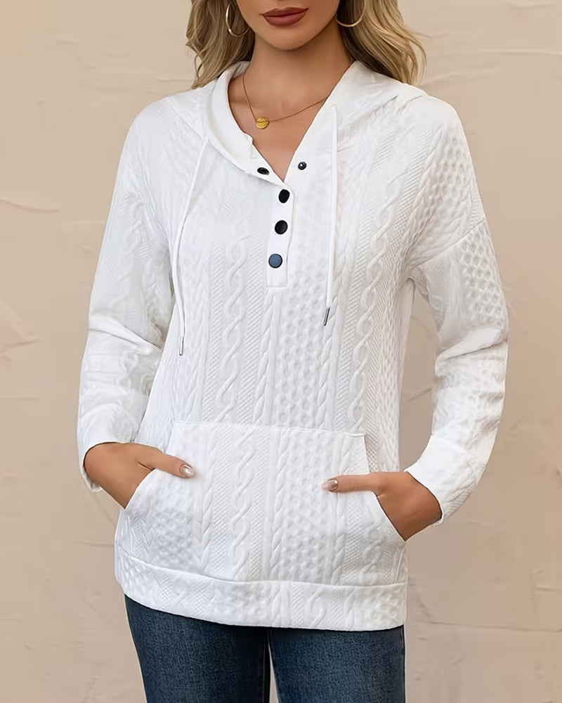 Hoodie I Enfarvet Knaphul Jacquard