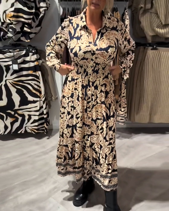 Modekjole Med Reverskrave Og Print