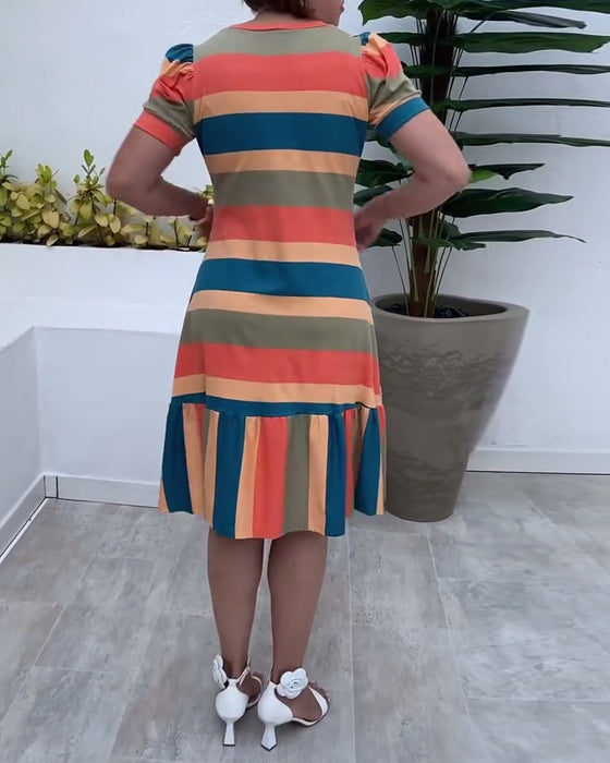 Kjole afslappet kortærmet stribet