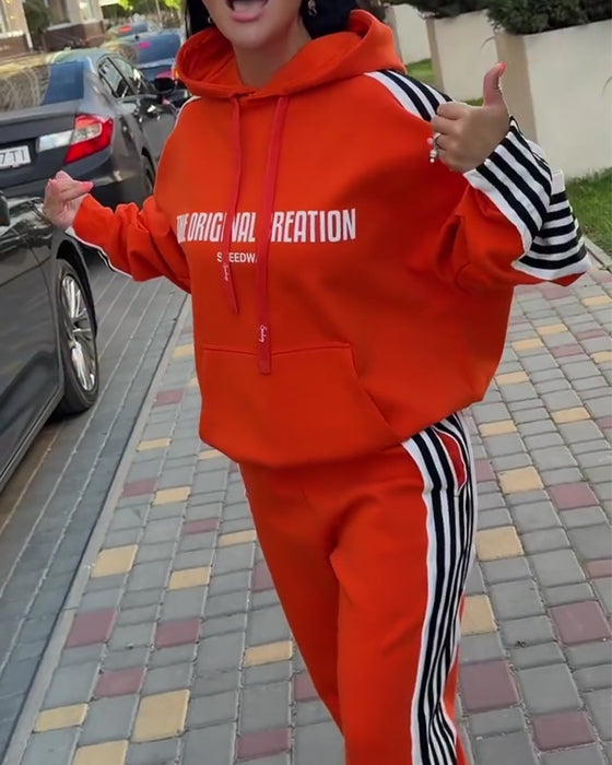 Sæt Stribet Casual Lang Ærme