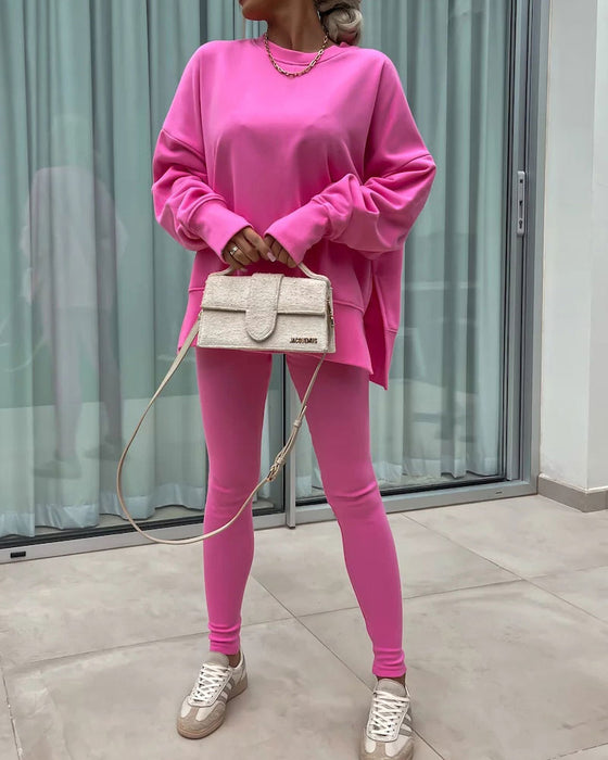 Sæt Slim Bukser Løs Sweatshirt