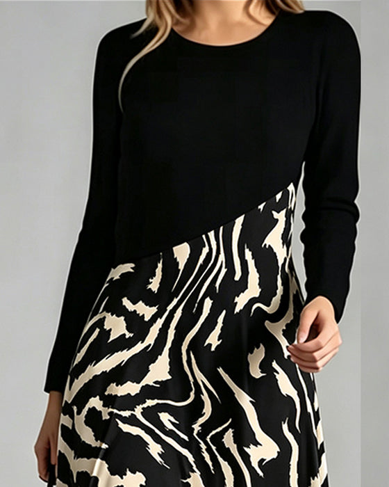 Kjole Patchwork Zebra Lang Ærme