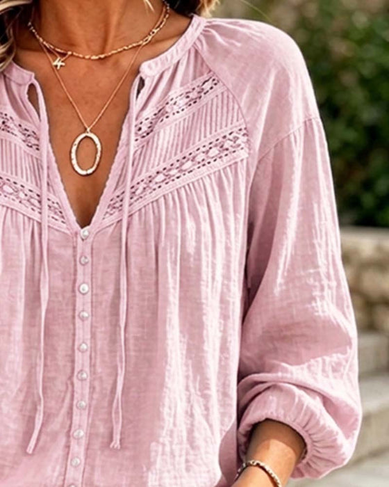 Bluse Casual Hollow Out Blonder