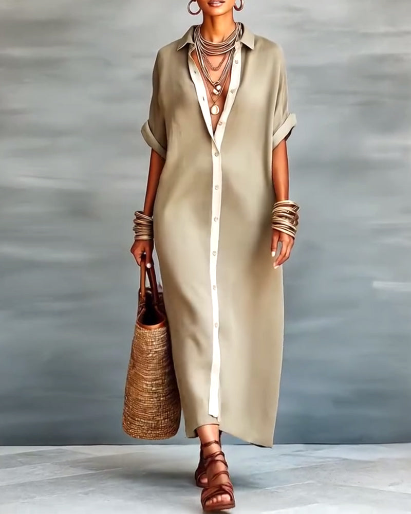 Skjortekjole Elegant Reverskrave Draperet