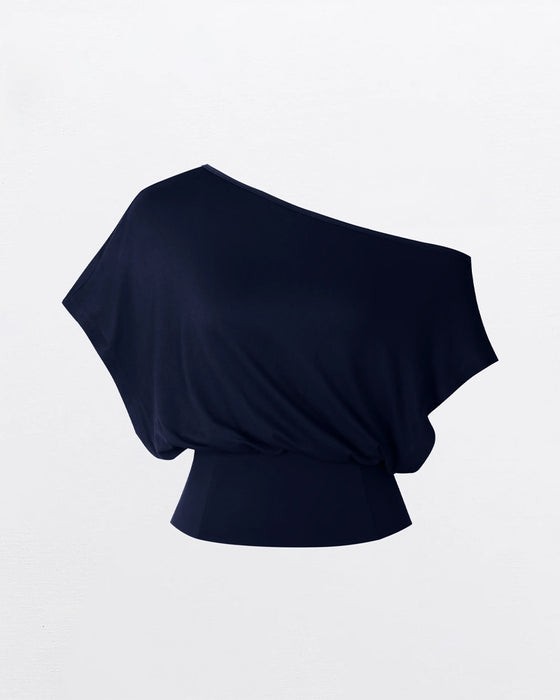 T-Shirt Asymmetrisk Kant Tætsiddende Flagermus