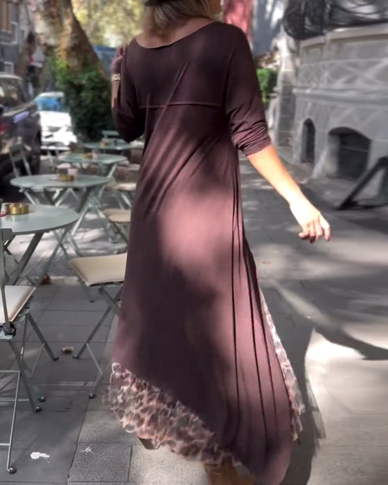 Kjole Langærmet Ensfarvet Uregelmæssig