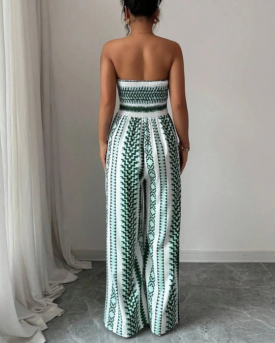 Jumpsuit Geometrisk Bandeau Slids Bred Ben
