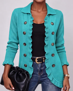 Cardigan Revers Ruffle Knap