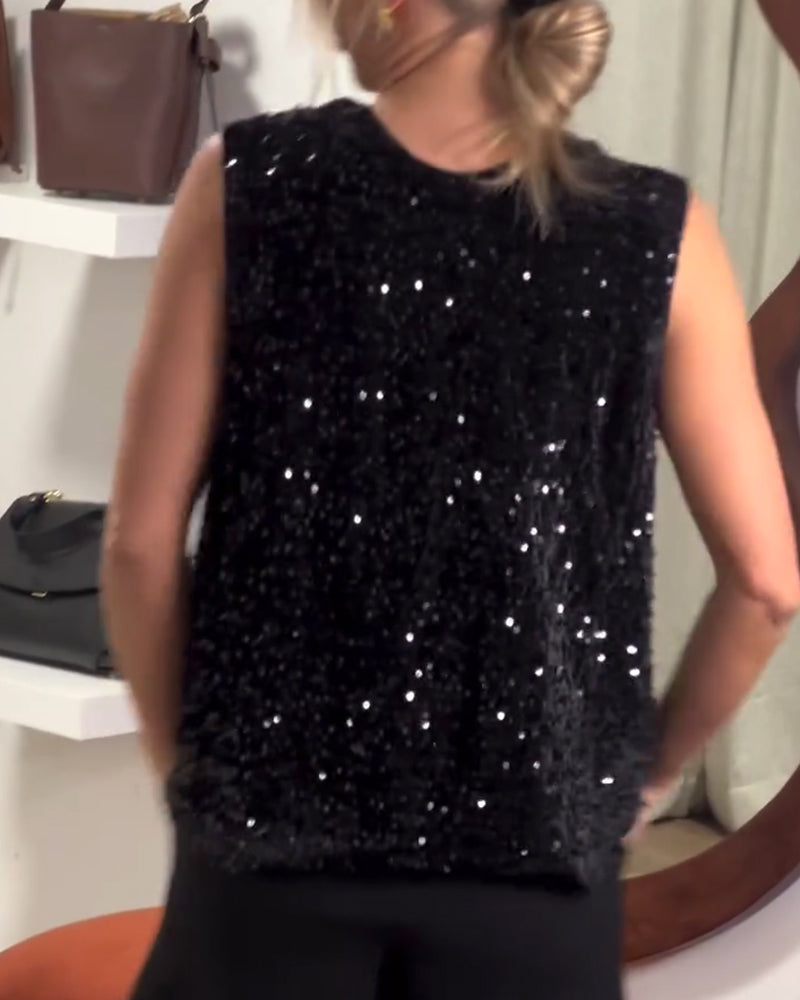 Tank Top Modne Sløjfe Glitre