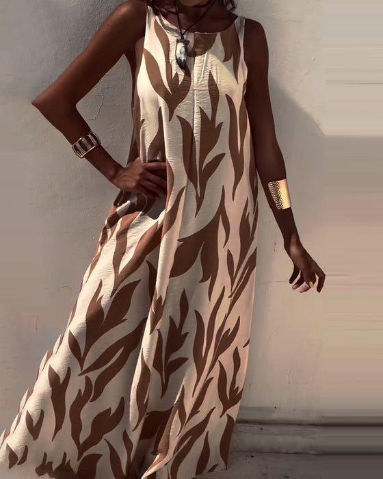 Kjole Ærmeløs Rygløs Printet