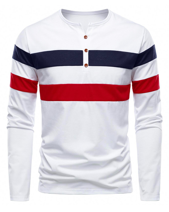 T-Shirt Rundhalset Stribet Langærmet Herrer
