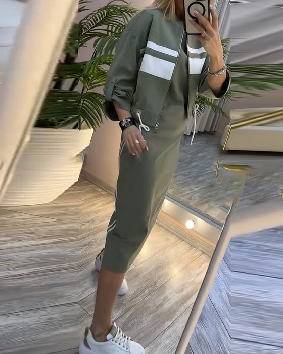 Sæt casual jakke ærmeløs kjole