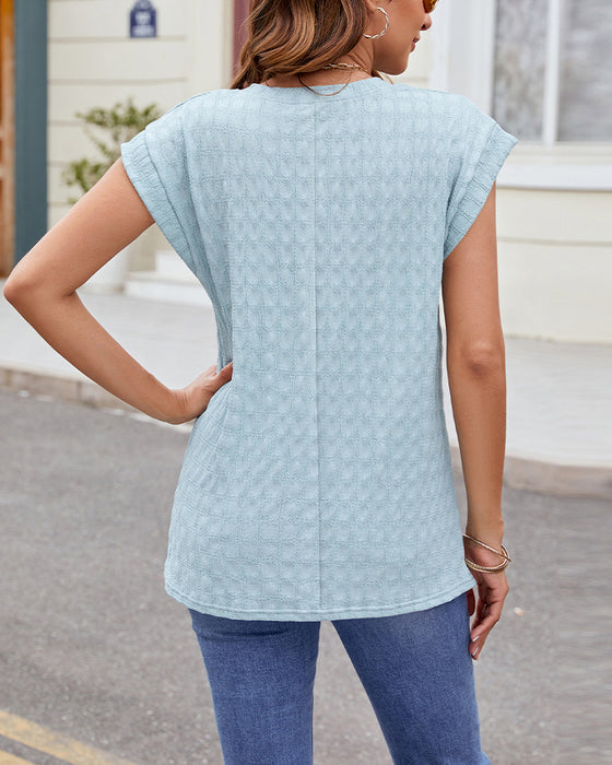 T-Shirt Rund Hals Ensfarvet Kort Ærme