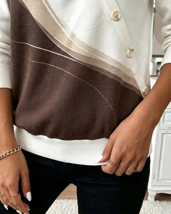 Sweatshirt Farveblok Twill Knap Halv-Lynlås