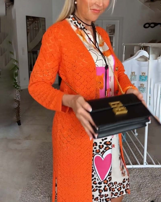 Patchwork kjole med V-udskæring