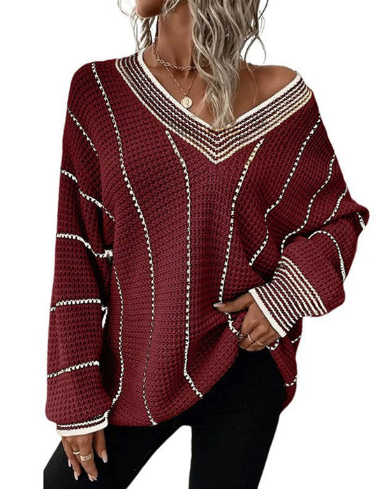 Pullover Trøje Afslappet Loose Fit Stribe