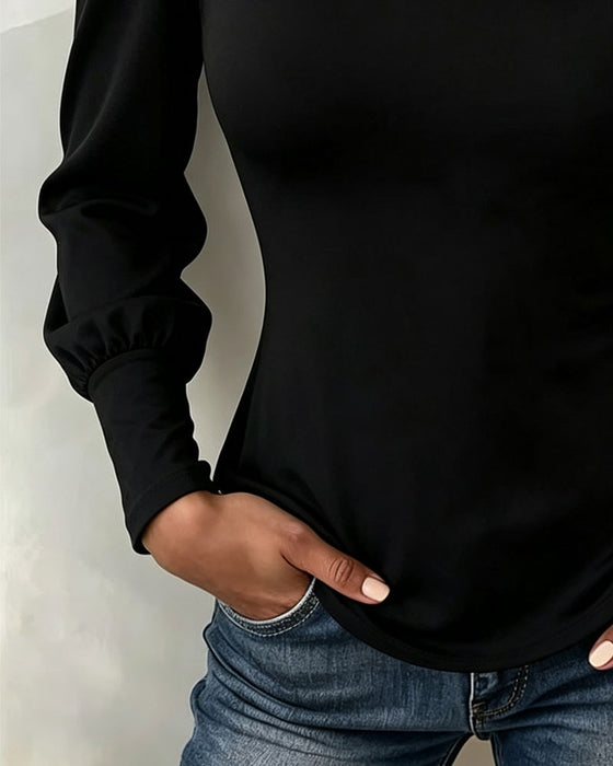 Top Mesh Hul Puff Langærmet