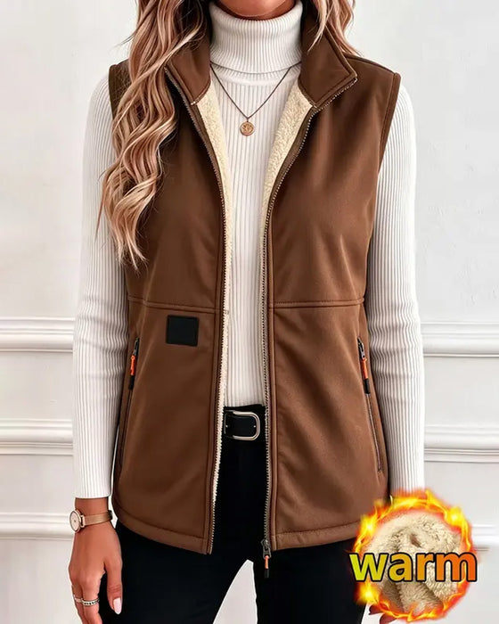 Cardigan Polstret Polar Fleece Åben Foran